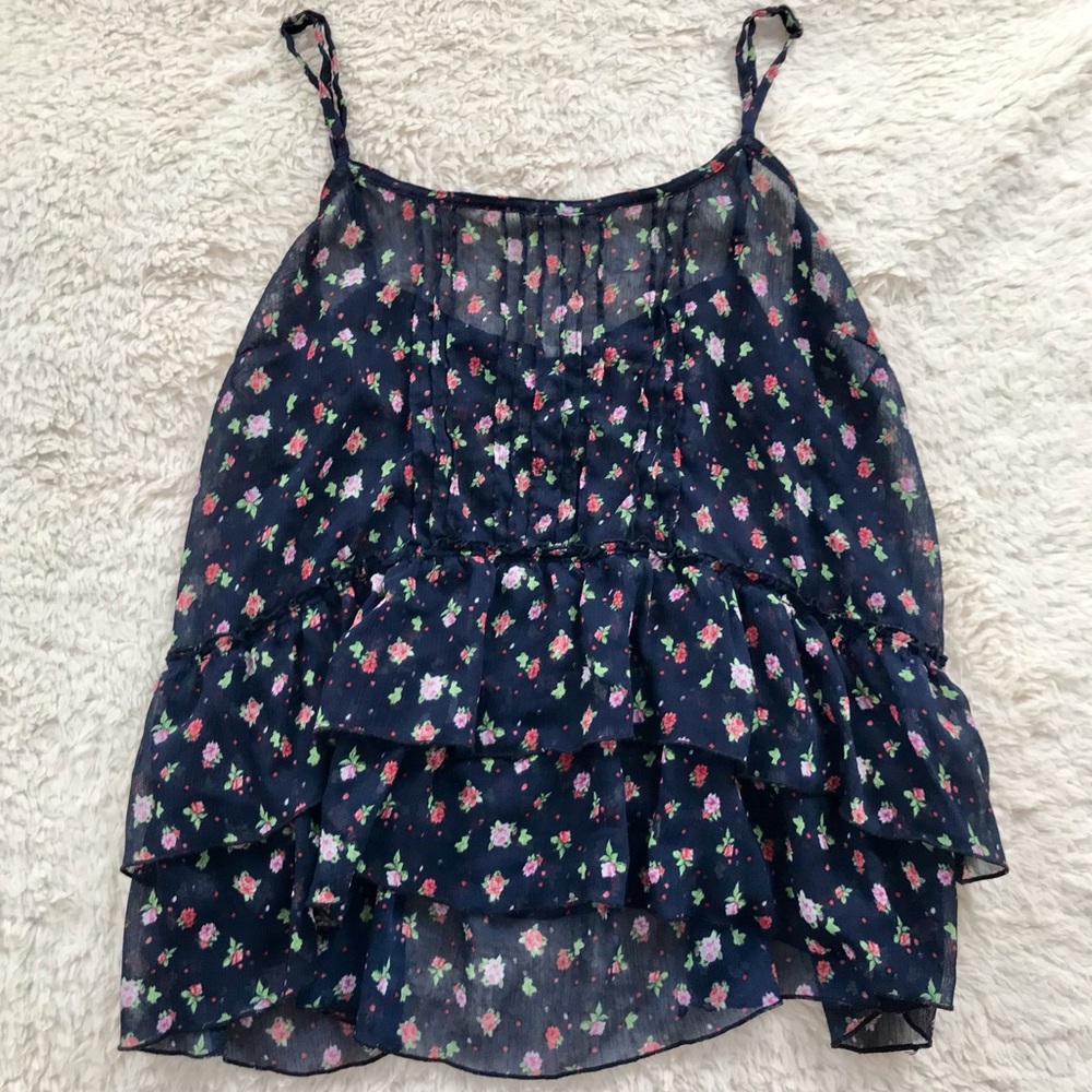 Aeropostale Semi-Sheer Floral Sleeveless Top
